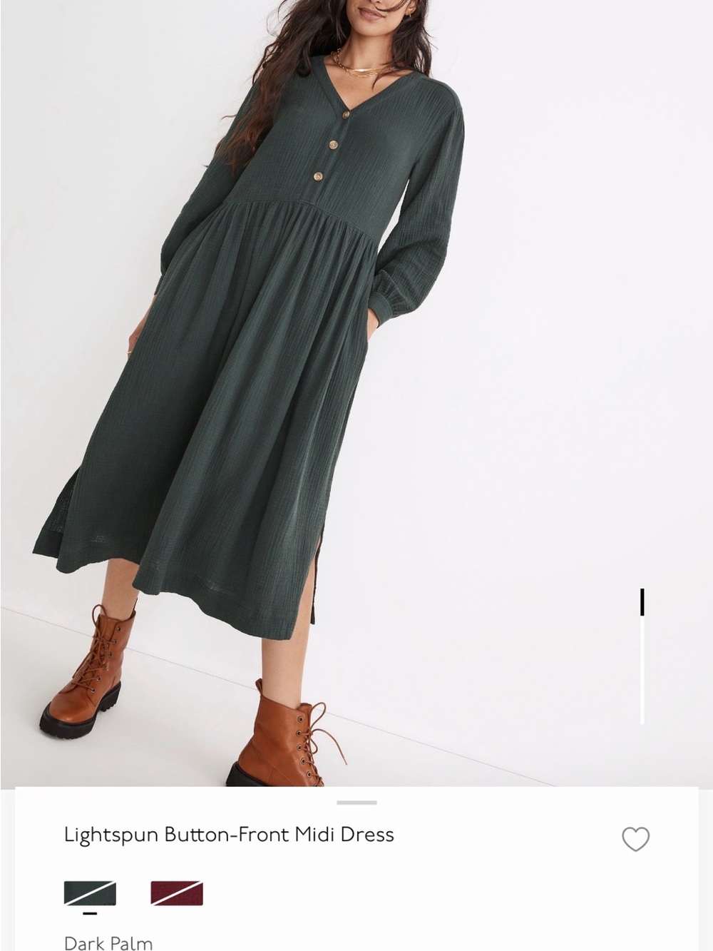 Madewell Lightspun Button Front Midi Dress